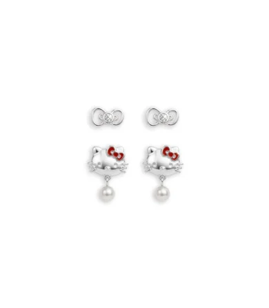 Aretes Hello Kitty B153 Plateado